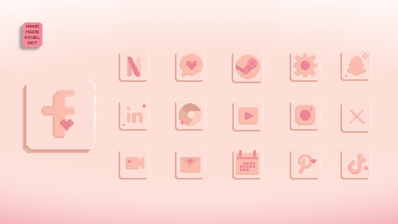 Free Pink Icon Pack | Pixel Art