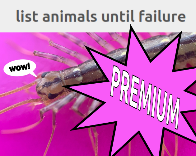 Cover image for list animals until failure PREMIUM