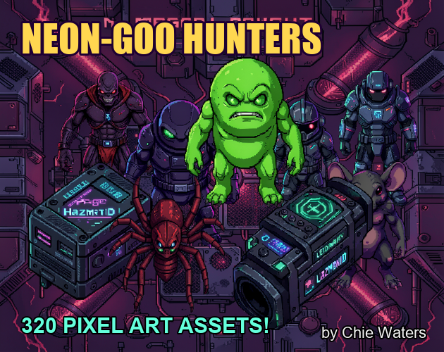 Slime-Cyber – 320 Pixel Art Toxic-Neon Shooter Asset Pack