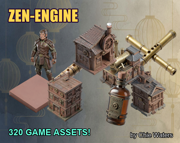 Zen-Engine – 320 Faux-3D Washi-Steampunk Isometric Asset Pack