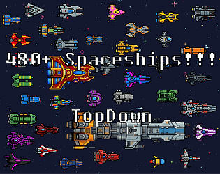 480+ SpaceShips TopDown Pixel