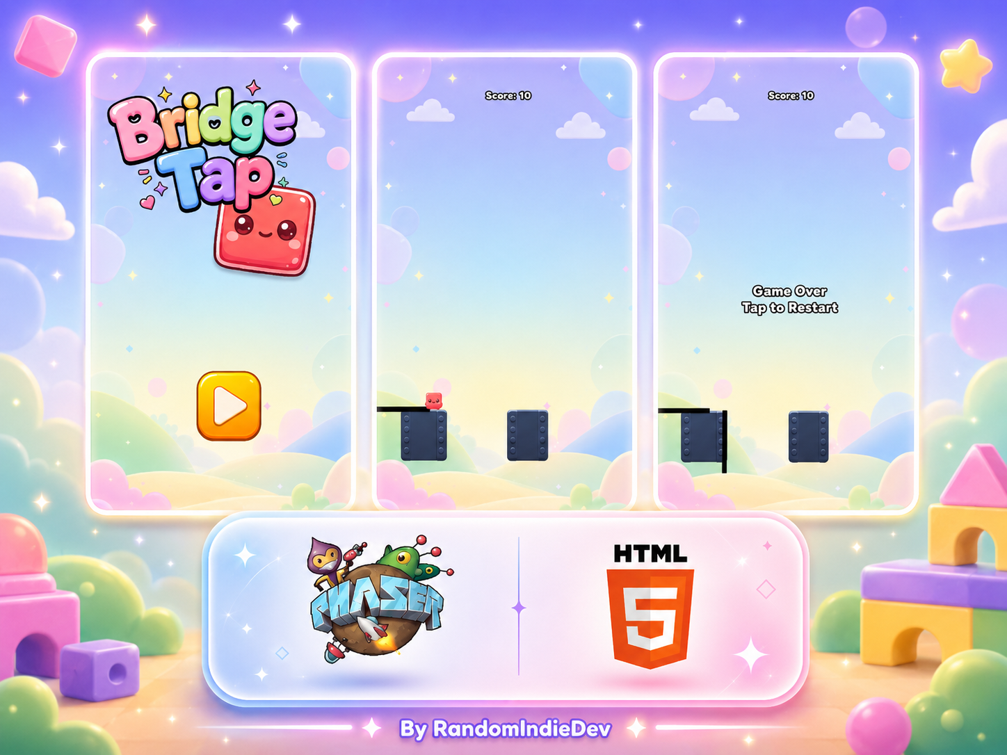 Bridge Tap – Phaser 3 HTML5 Mobile Game Template by RandomIndieDev