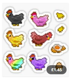 Peckin pixels stickers