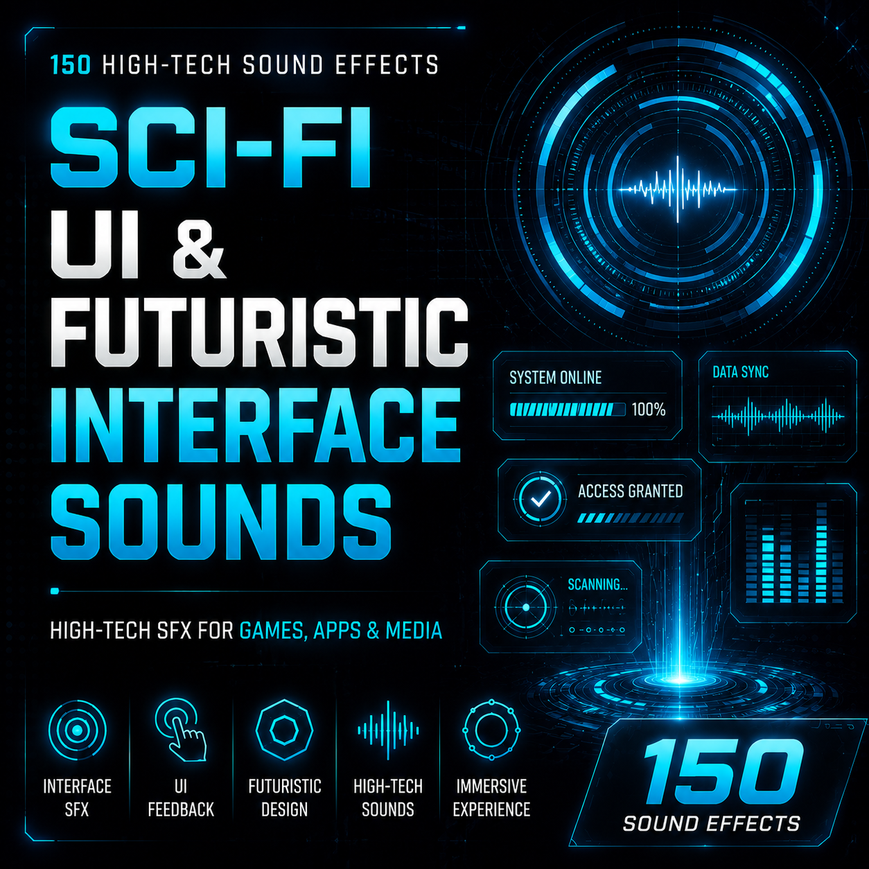Sci-Fi UI & Futuristic Interface Sounds – 150 High-Tech SFX by SM-Digital