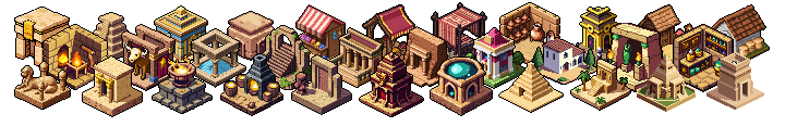 Sprite Civilization Ancient Buildings – 30 64x64 isometric buildings by NinjaGame_Dev