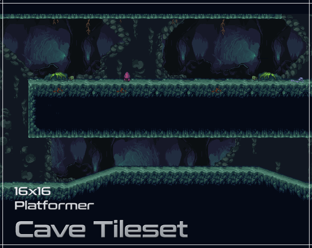 Cave Path Tileset 16-Bit Platformer Assets by Henricast