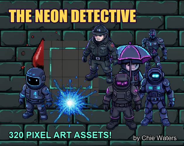 Rain-Slicked – 320 Pixel Art Neon-Noir Detective Asset Pack