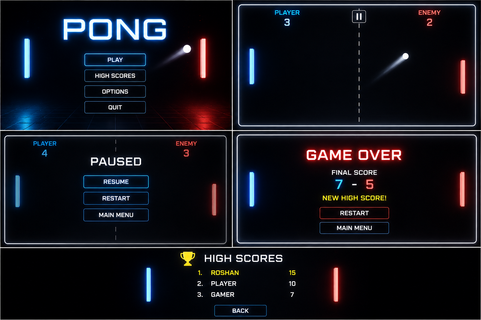 Pong Game by Roshan