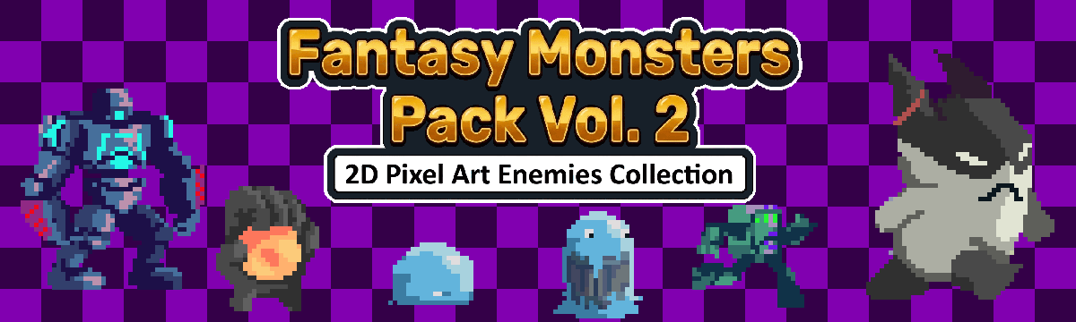 Fantasy Monsters Pack Vol. 2 – 2D Pixel Art Enemies Collection by Pozac