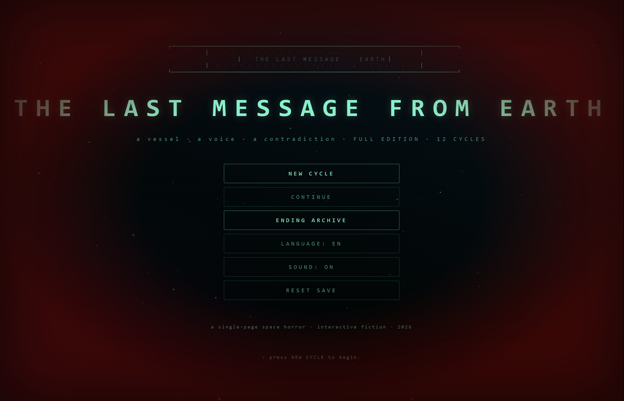 THE LAST MESSAGE FROM EARTH cover