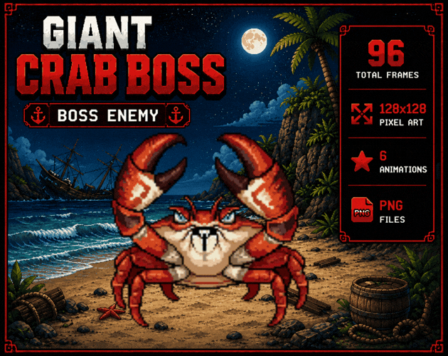 Giant Crab Boss – Animated Pixel Art by Pixel Bestiary