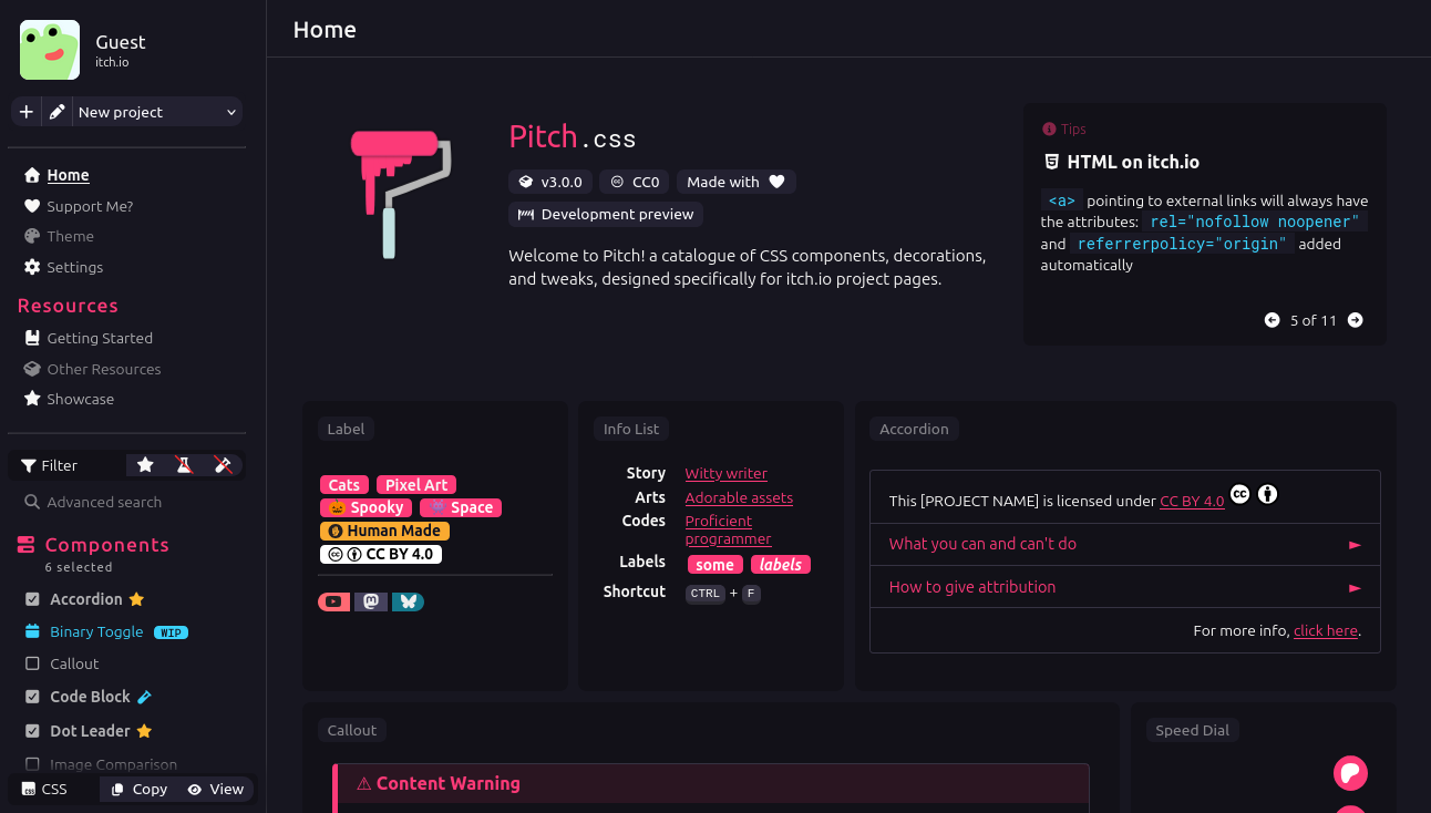 Itch Css Rewrite Release #1 – It's here!... but not quite there yet - Pitch ...