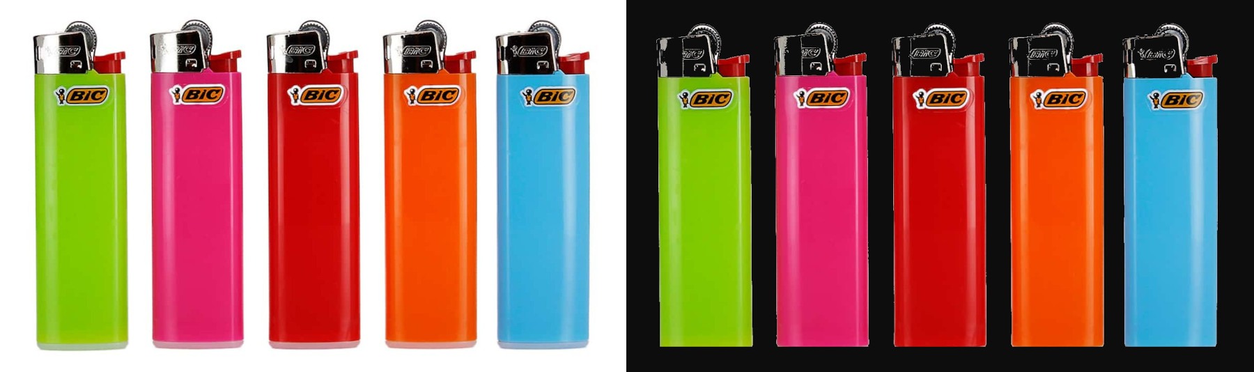 lighters on white vs black