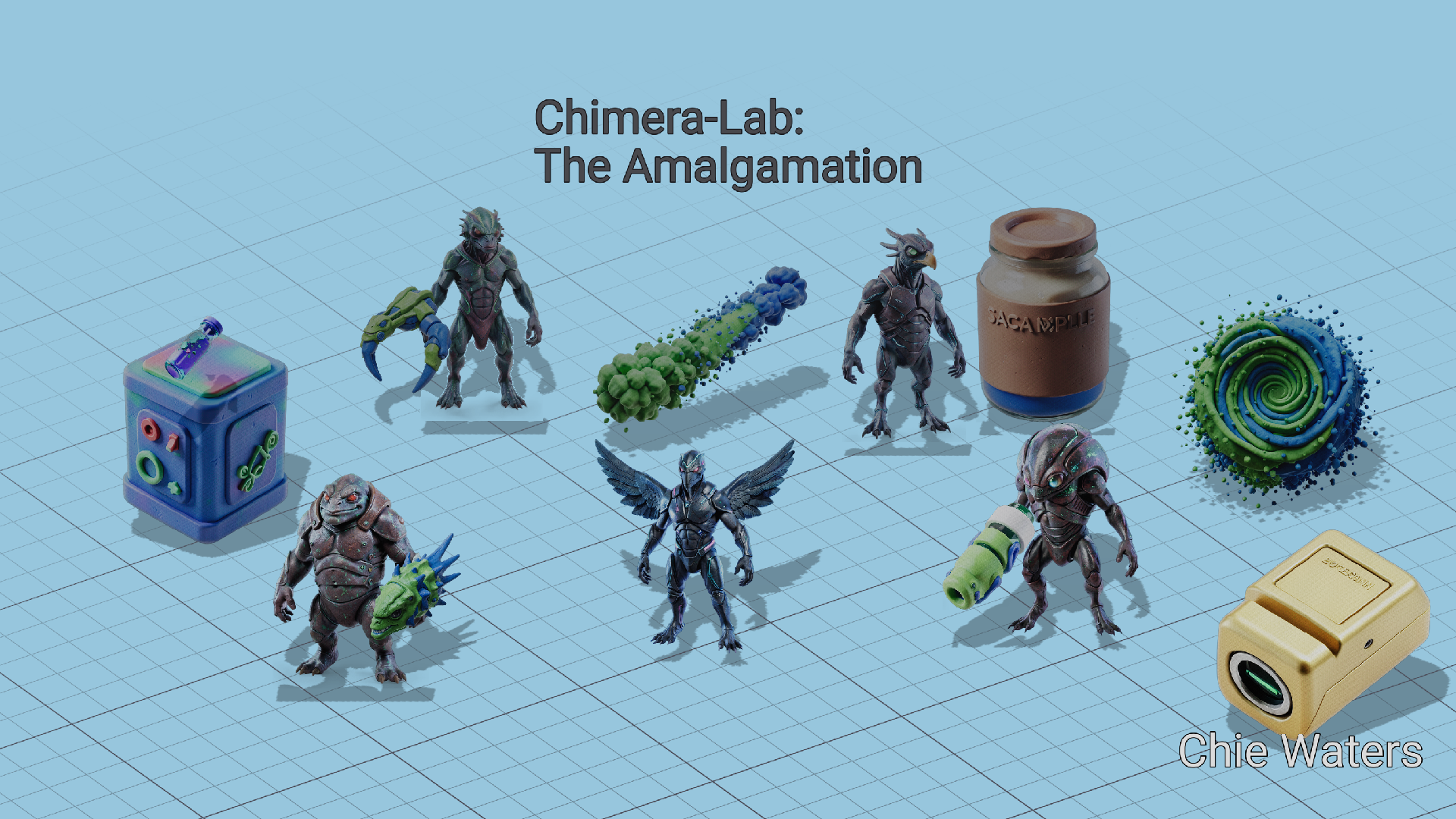 Chimera-Lab – 320 Faux-3D Neon-Synthetic Creature Asset Pack