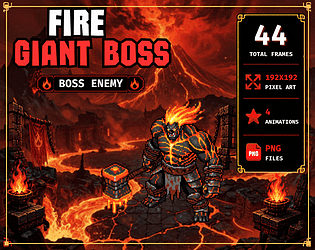 Pixel Bestiary published Fire Giant Boss – Animated Pixel Art - itch.io