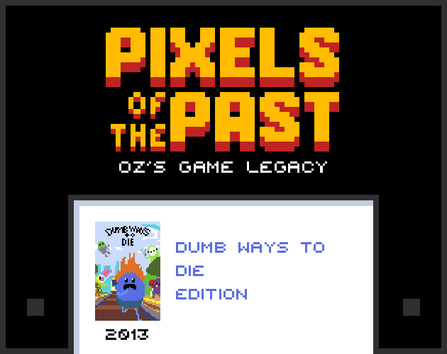 Cover image for Pixels of the Past: Dumb Ways to Die Edition.