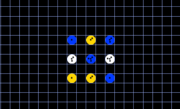 blue,yellow and white
