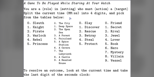 Cover image for A Game To Be Played While Staring At Your Watch