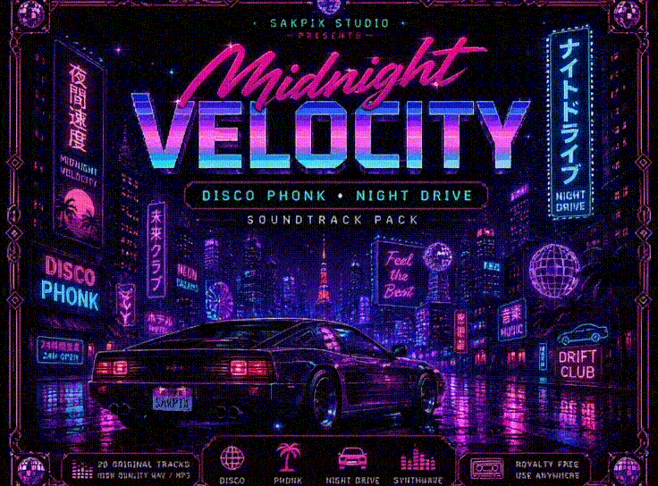 🌆 Midnight Velocity — Disco Phonk Night Drive Soundtrack Pack