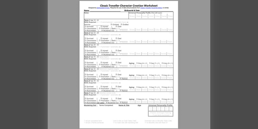Cover image for Classic Traveller Character Creation Worksheet