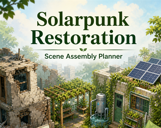 Solarpunk Restoration Scene Assembly Planner preview