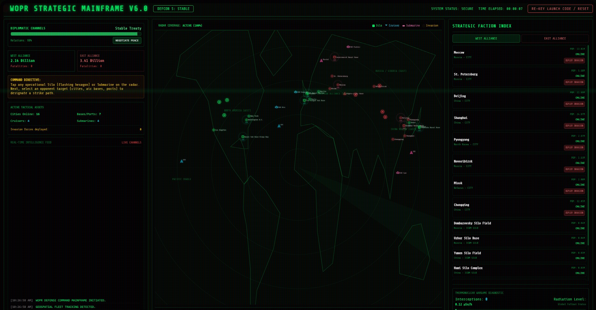 DEFCON Simulator: Mutually Assured Destruction