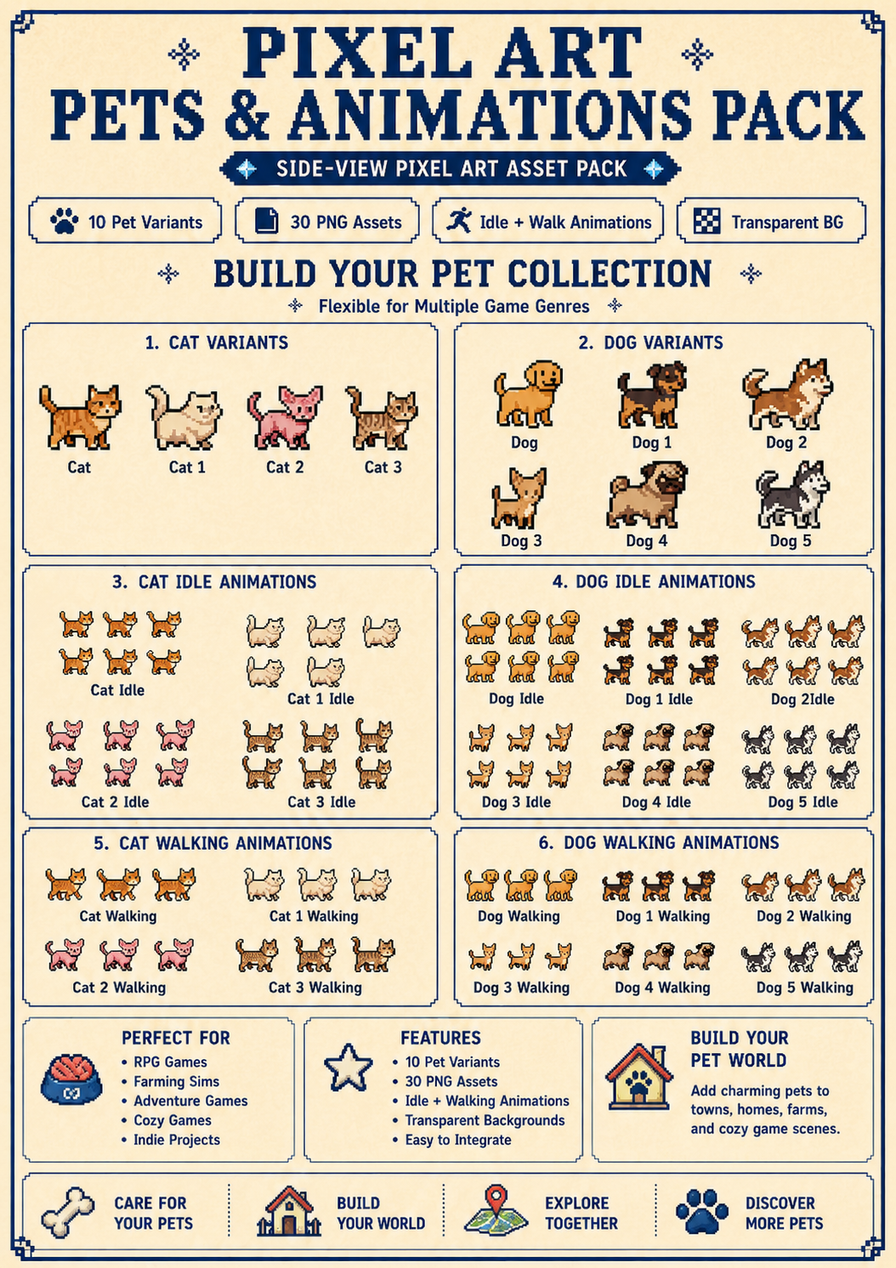 Pixel Art Pets & Animations Pack by Kibyra