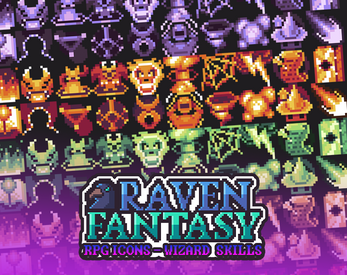 Raven Fantasy - Pixel Art RPG Icons - Wizard Skills by Clockwork Raven