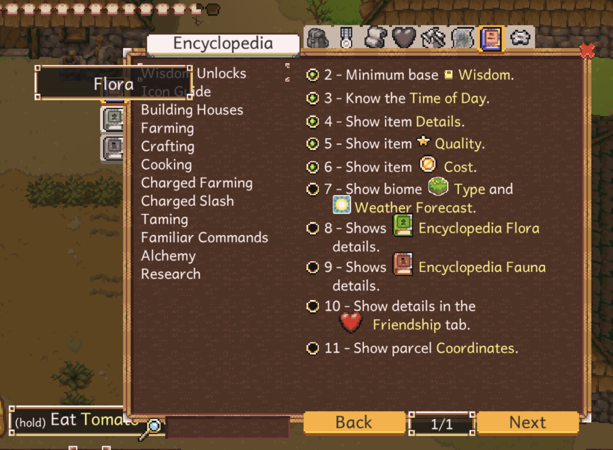 Flora and fauna pages unlocked at wisdom level 6 Flora and fauna pages unlocked at wisdom level 6