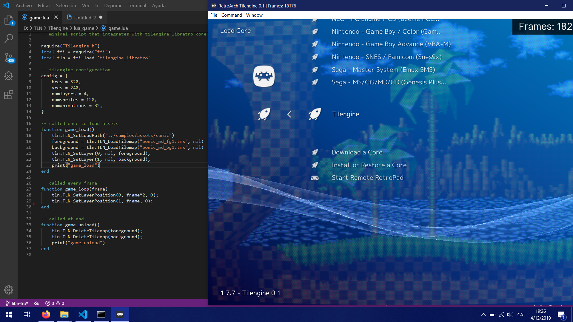 Libretro core with loadable LUA games - Tilengine by megamarc