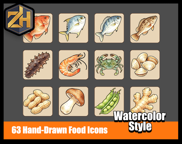 63 Hand-Drawn Food Icons