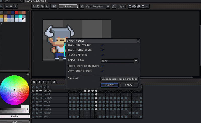 Sheet Marker - Labelled Sprite Sheet Exporter for Aseprite by maciaz