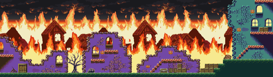 Burning Village Platformer Set