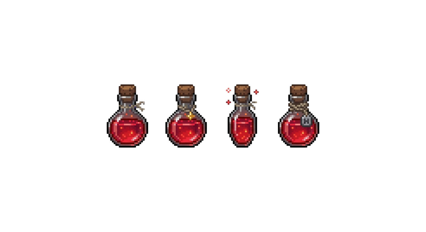 Pixel Art RPG Potions Pack (12 Variants) - Free Asset Pack by JoseKolos