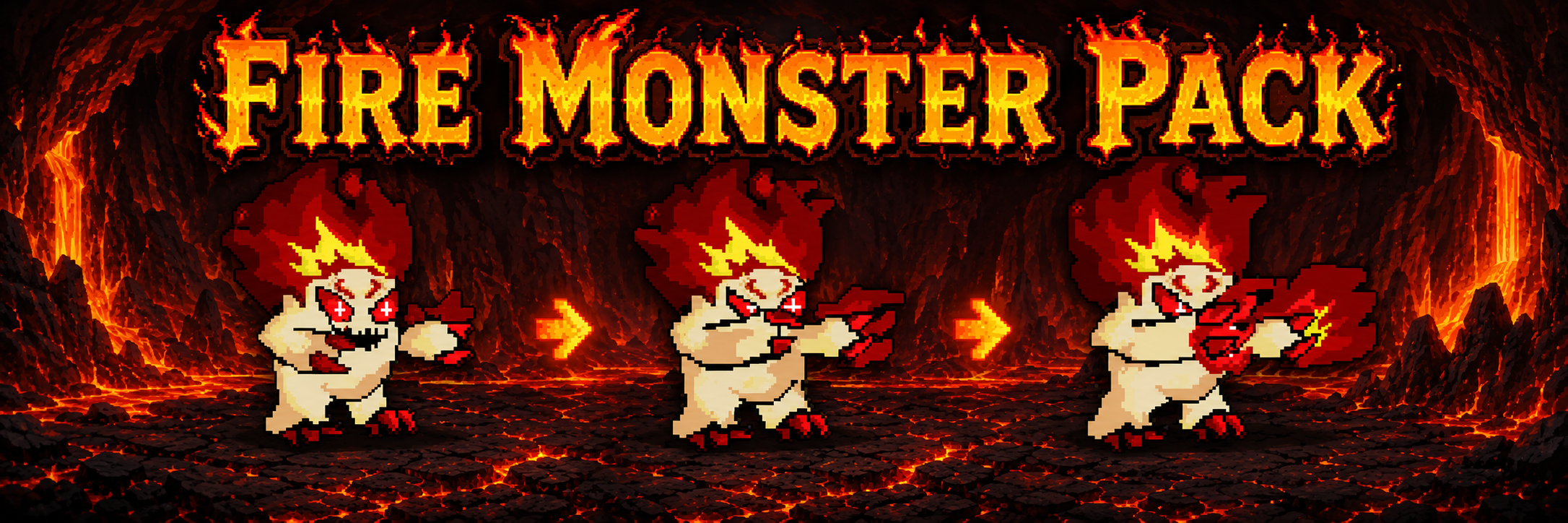 Fire Monster Pixel Art Pack