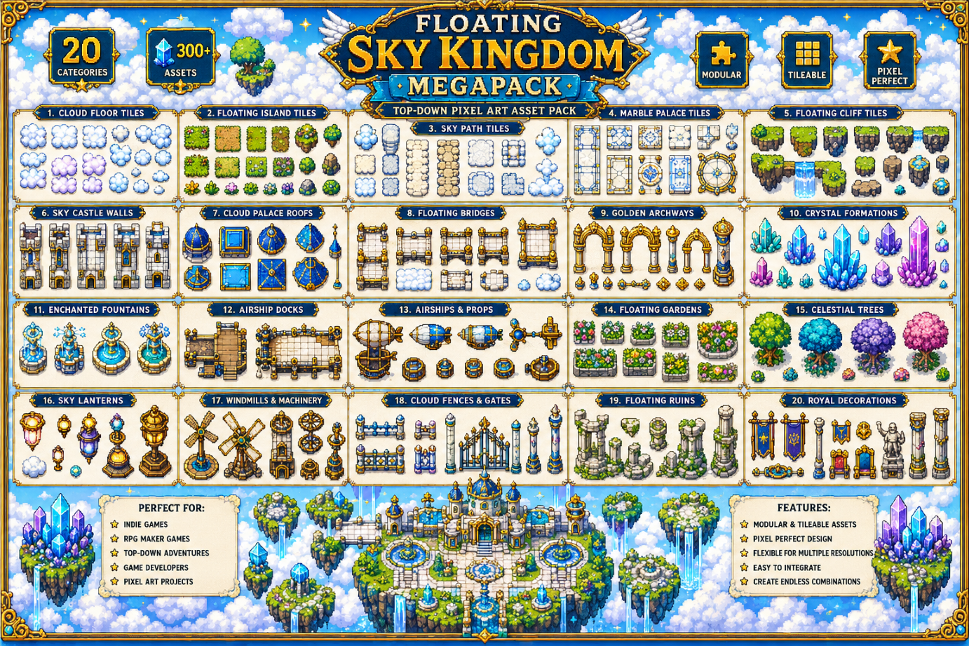 Floating Sky Kingdom Megapack – Celestial Fantasy Pixel Art Collection ...