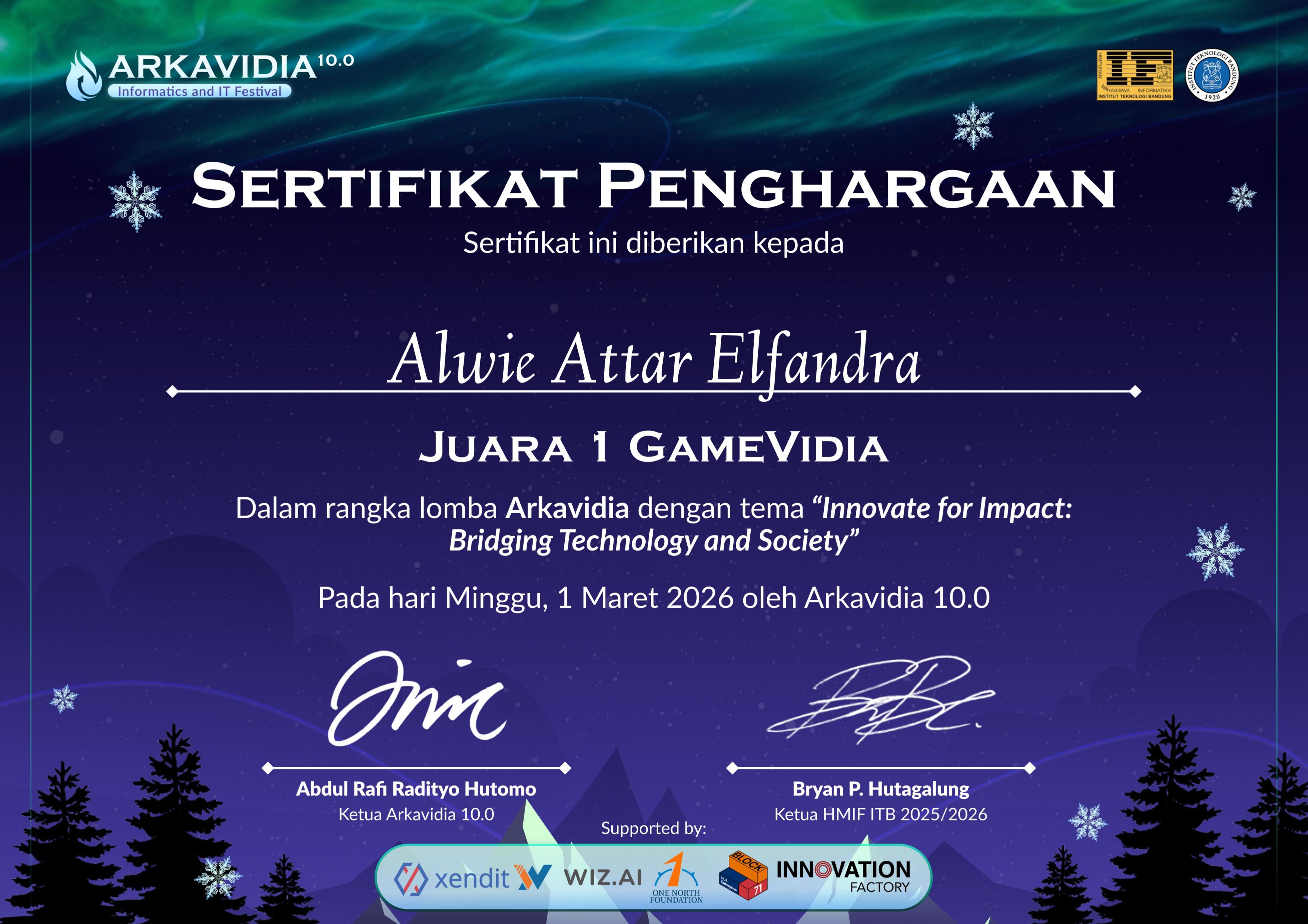 GameVidia 10.0 certificate