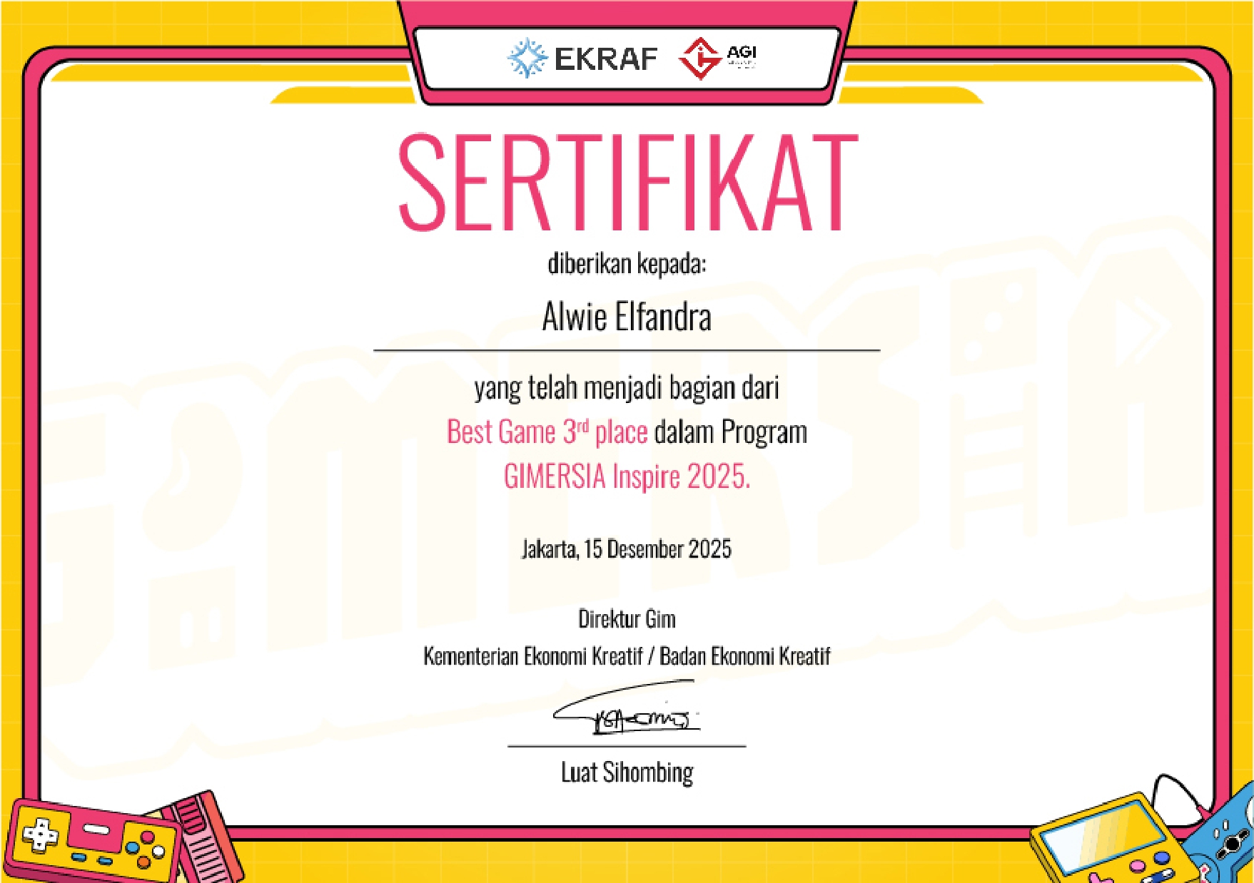 GIMERSIA certificate