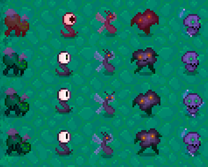 Monster enemies pack - 16x16 2D Pixel Art by pixelShmak