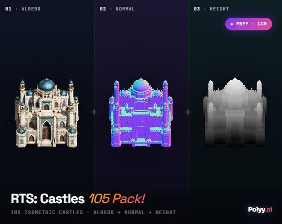 [FREE] RTS: Isometric Castles 105 Pack! by Polyy.AI