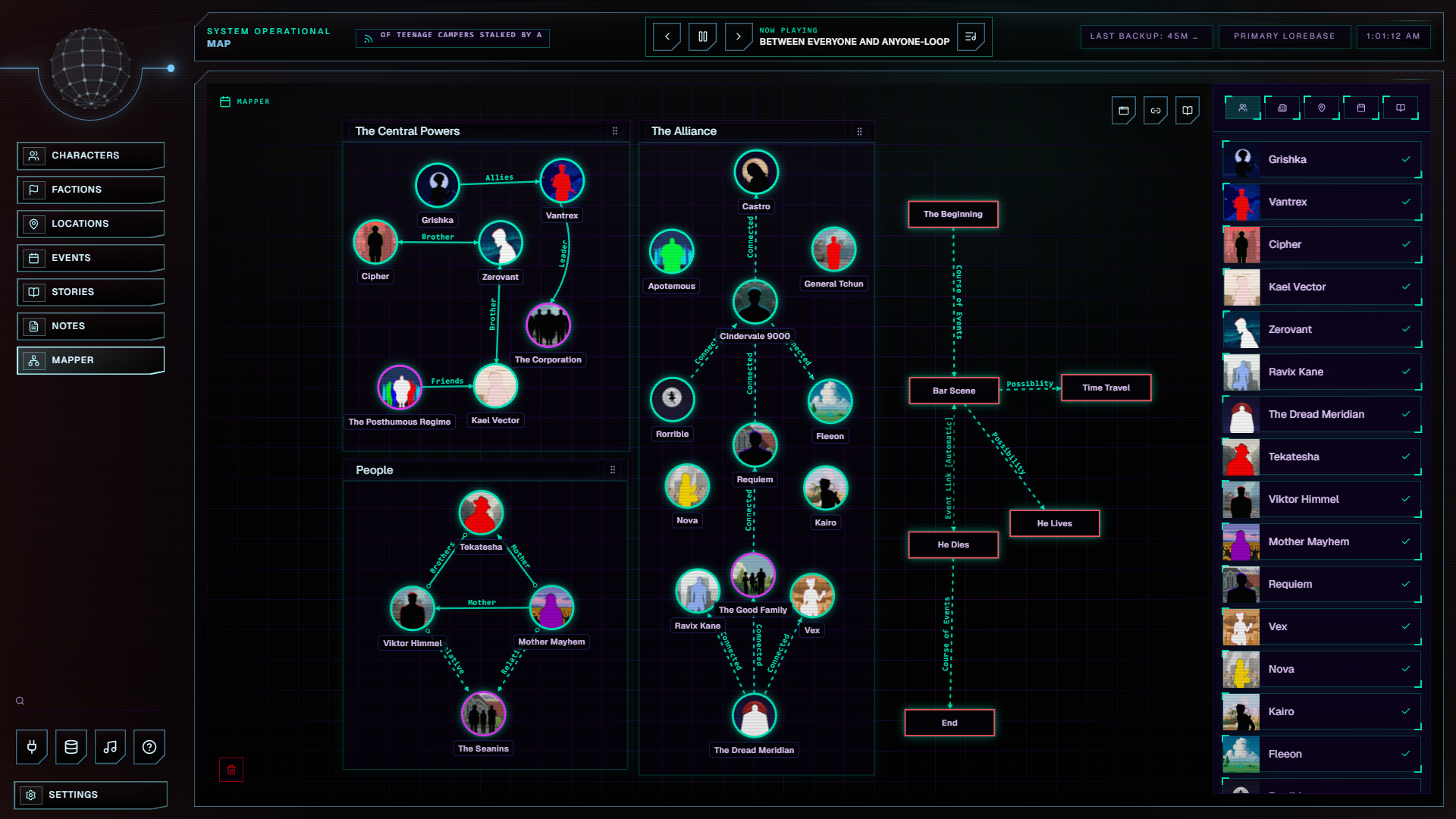 Tesha's Lorebuilder - Free Cyberpunk Writing Suite