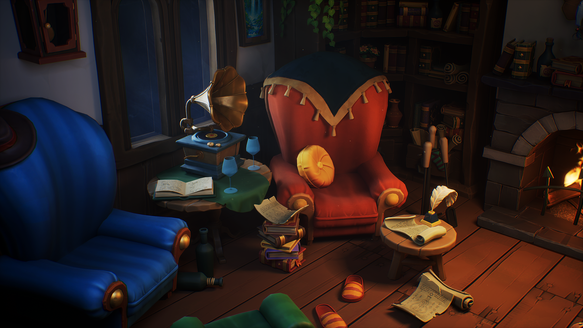Stylized Library — 48 Hand-Crafted 3D Props