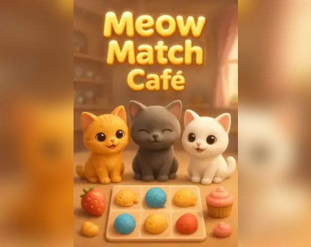 Meow Match Café — captura de tela do jogo feito com IA