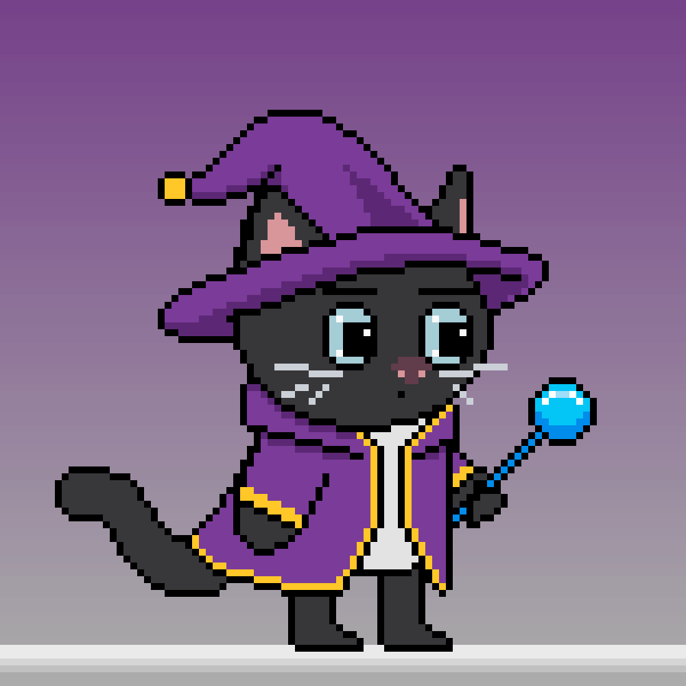 Cute Pixel Art Cat Wizard - 2D Character Sprite [$1.00]