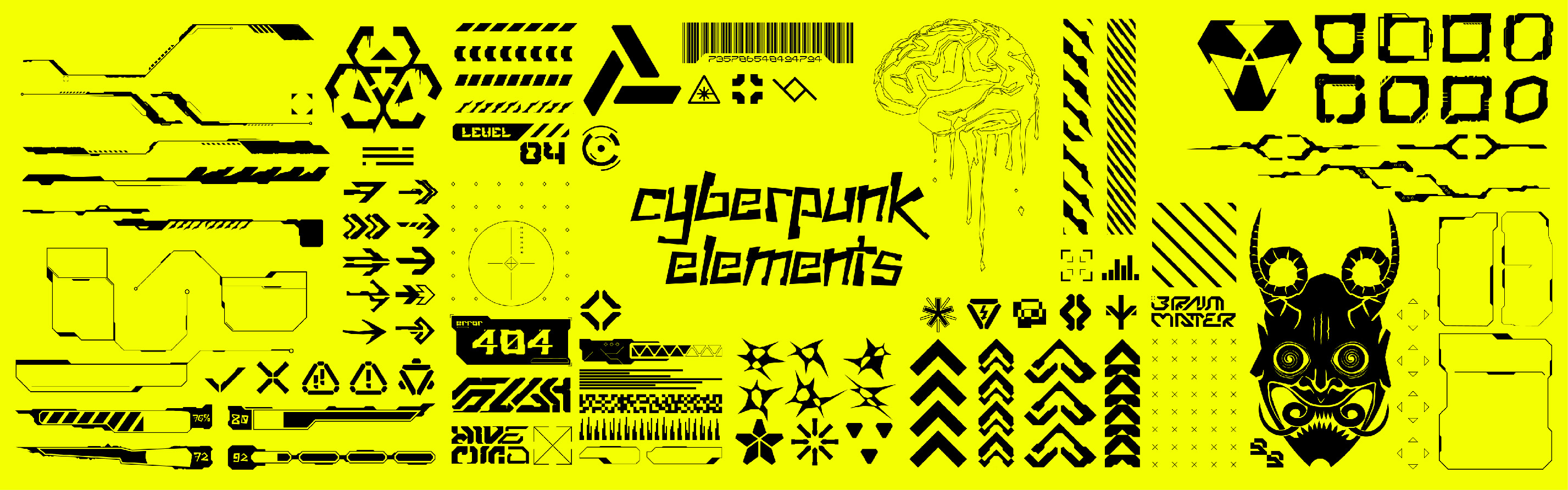 Cyberpunk UI set with vector assets by factory08