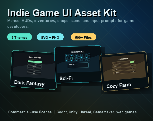 Game UI Asset Kit - Fantasy, Sci-Fi & Cozy GUI/HUD Pack by Template Foundry