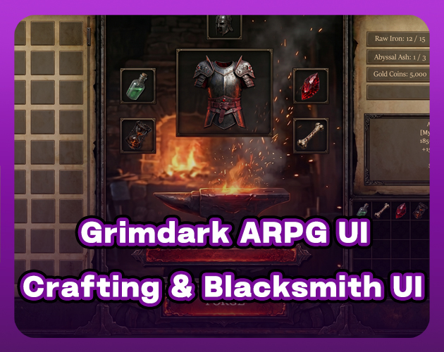 Liquid Rp Crafting Dark Fantasy RPG Crafting & Blacksmith UI Kit - PNG by ZSS Game Lab