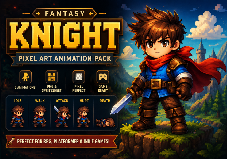 Fantasy Knight Pixel Animation Pack by M.S Studios