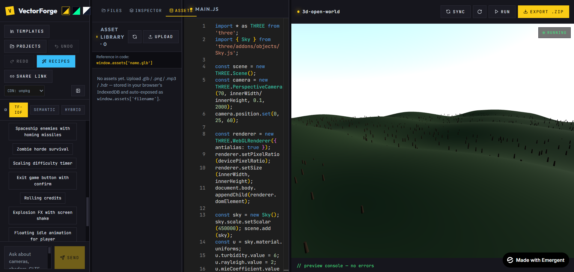 Vector driven (inbuilt) Game Dev LLM application by Illume Games