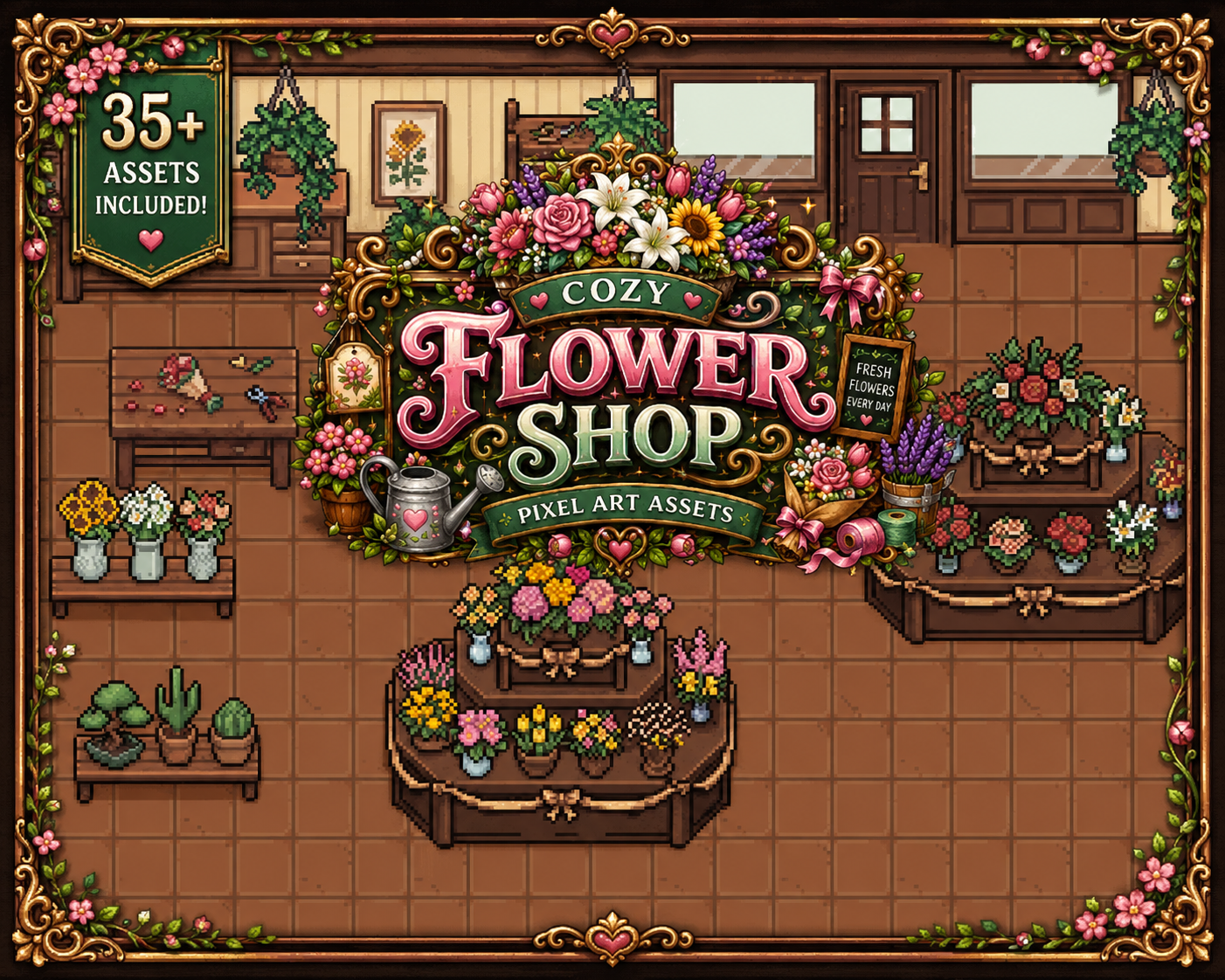 Cozy Flower Shop – Pixel Art Asset Pack by MutterPixel Studio